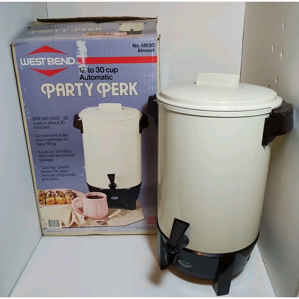 Vintage West Bend Party Perk 12-30 Cup Automatic Coffee Maker Percolator Urn